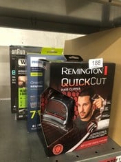 QUANTITY OF HEALTH & BEAUTY ITEMS TO INCLUDE REMINGTON QUICK CUT HAIR CLIPPERS (CORDLESS, 40-MINUTE USAGE, QUICK CHARGE, CURVE CUT BLADE TECHNOLOGY, CLEANER MORE EVEN CUT, GRADING, TAPERING & TRIMMIN