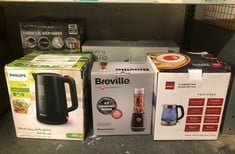 QUANTITY OF KITCHEN & APPLIANCES ITEMS TO INCLUDE BREVILLE BLEND ACTIVE PERSONAL BLENDER & SMOOTHIE MAKER | 350W | 1 PORTABLE BLEND ACTIVE BOTTLE (600ML) | LEAK PROOF LID | BLACK & GOLD [VBL251]: LOC