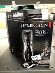 QUANTITY OF  ITEMS TO INCLUDE REMINGTON BARBA BEARD TRIMMER (ADVANCED CERAMIC BLADES, POP-UP DETAIL TRIMMER, ADJUSTABLE ZOOM WHEEL, 9 LENGTH SETTINGS, COMB ATTACHMENT, CORD OR CORDLESS, 40-MINUTE RUN