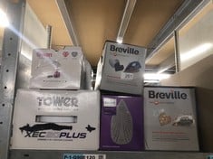 QUANTITY OF KITCHEN & APPLIANCES ITEMS TO INCLUDE 1 X BREVILLE SUPERSTEAM STEAM IRON | 2600W | CERAMIC SOLEPLATE | 190G STEAM SHOT | 300ML WATER TANK | NAVY AND POLISHED BRASS [VIN 413]: LOCATION - B