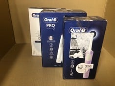 QUANTITY OF HEALTH & BEAUTY ITEMS TO INCLUDE ORAL-B VITALITY PRO ELECTRIC TOOTHBRUSHES FOR ADULTS,1 HANDLE, 2 TOOTHBRUSH HEADS, 3 BRUSHING MODES INCLUDING SENSITIVE PLUS, 2 PIN UK PLUG, PURPLE: LOCAT