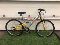 BRITISH EAGLE TRAILBREAKER YELLOW/GREY ADULT MOUNTAIN BIKE: LOCATION - FLOOR(COLLECTION OR OPTIONAL DELIVERY AVAILABLE)