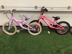 RALEIGH KOOL MISS PINK CAMO KIDS BIKE + TEAM HOT PINK KIDS BIKE: LOCATION - FLOOR(COLLECTION OR OPTIONAL DELIVERY AVAILABLE)