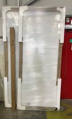 2X SLIDING WARDROBE DOORS WITH TRACK WHITE EFFECT APPROX 993 MM X 2400 - COLLECTION ONLY - LOCATION FLOOR