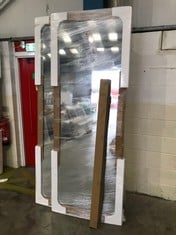 2X SLIDING WARDROBE DOORS MIRROR EFFECT APPROX 850MM X 2310MM TRACK INCLUDED - COLLECTION ONLY - LOCATION FLOOR