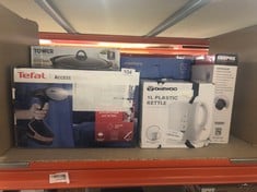 QUANTITY OF KITCHEN & APPLIANCES ITEMS TO INCLUDE TEFAL ACCESS STEAM+ HANDHELD CLOTHES STEAMER, NO IRONING BOARD NEEDED, 2 STEAM LEVELS, SANITISING STEAM, BLACK & ROSE GOLD, DT8103: LOCATION - A RACK