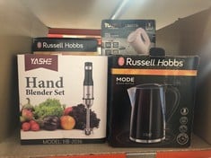 QUANTITY OF KITCHEN & APPLIANCES ITEMS TO INCLUDE YASHE 5 IN 1 HANDHELD BLENDER,IMMERSION BLENDER,STAINLESS STEEL STICK BLENDER,CONTINUOUSLY VARIABLE SPEED,IMMERSION BLENDER WITH CHOPPER,WHISK AND MI