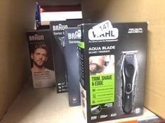 WAHL AQUA BLADE STUBBLE & BEARD TRIMMER, TRIMMERS FOR MEN, STUBBLE TRIMMERS, MALE GROOMING SET, CLOSE CUTTING, FULLY WASHABLE, SUITABLE FOR WET/DRY USE, BEARD CARE.: LOCATION - B RACK