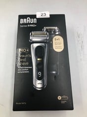 BRAUN SERIES 9 PRO ELECTRIC SHAVER WITH 3+1 HEAD, PROLIFT TRIMMER, CHARGING STAND & TRAVEL CASE, SONIC TECHNOLOGY, UK 2 PIN PLUG, 9417S.: LOCATION - TOP 50 RACK