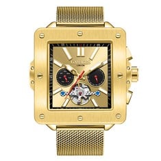 GAMAGES OF LONDON LIMITED EDITION HAND ASSEMBLED ASTUTE AUTOMATIC GOLD WATCH SKU:GA1632 RRP £720: LOCATION - TOP 50 RACK