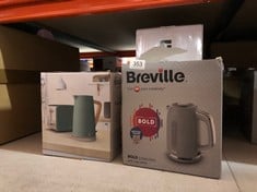 QUANTITY OF KITCHEN & APPLIANCES ITEMS TO INCLUDE BREVILLE BOLD ICE GREY ELECTRIC KETTLE | 1.7L | 3KW FAST BOIL | GREY & SILVER CHROME [VKT222]: LOCATION - D RACK