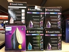 QUANTITY OF ITEMS TO INCLUDE RUSSELL HOBBS SUPREME STEAM IRON, POWERFUL VERTICAL STEAM FUNCTION, NON-STICK STAINLESS STEEL SOLEPLATE, EASY FILL 300ML WATER TANK, 110G STEAM SHOT, 40G CONTINUOUS STEAM