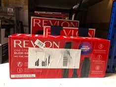 QUANTITY OF ITEMS TO INCLUDE REVLON ONE-STEP BLOW-DRY MULTI STYLER - 3 IN 1 TOOL - DRY, CURL AND VOLUMIZE WITH THE 3 INTERCHANGEABLE ATTACHMENTS (DETACHABLE HEAD, CURLER, DRYER, STYLER) RVDR5333: LOC