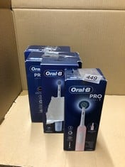 QUANTITY OF ITEMS TO INCLUDE ORAL-B PRO 1 ELECTRIC TOOTHBRUSH FOR ADULTS WITH 3D CLEANING, 1 TOOTHBRUSH HEAD, GUM PRESSURE CONTROL, PINK: LOCATION - E RACK