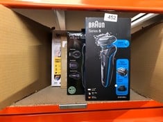 QUANTITY OF ITEMS TO INCLUDE BRAUN SERIES 5 ELECTRIC SHAVER, WITH PRECISION TRIMMER ATTACHMENT FOR MOUSTACHE & SIDEBURNS TRIMMING, 100% WATERPROOF, 50-B1200S, BLUE RAZOR: LOCATION - E RACK