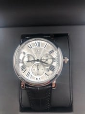 MENS LOUIS LACOMBE WATCH - ROMAN NUMERAL - BLACK LEATHER STRAP: LOCATION - TOP 50 RACK