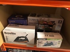 QUANTITY OF KITCHEN & APPLIANCES ITEMS TO INCLUDE BREVILLE SUPERSTEAM STEAM IRON | 2600 W | 190G/MIN STEAM SHOT | SMOOTH CERAMIC SOLEPLATE | 300 ML WATER TANK | 2M CORD WITH 360° ACTION | BLACK & COP