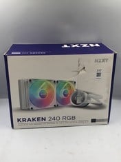 NZXT KRAKEN 240 RGB - RL-KR240-W1 - 240MM AIO CPU LIQUID COOLER - CUSTOMIZABLE 1.54" SQUARE LCD DISPLAY FOR IMAGES, PERFORMANCE METRICS AND MORE - 2 X F120 RGB CORE FANS - WHITE.: LOCATION - G