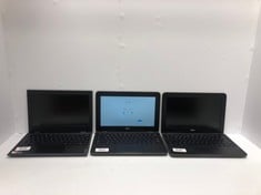 X3 LAPTOPS TO INCLUDE DELL 11 SERIES CHROMEBOOK WITH INTEL CELERON N3060 CPU, 4GB RAM, 16GB STORAGE .. (SMASHED / SALVAGE / SPARES) [JPTE72196]: LOCATION - F