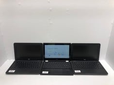 X3 LAPTOPS TO INCLUDE DELL 11 SERIES CHROMEBOOK WITH INTEL CELERON N3060 CPU, 4GB RAM, 16GB STORAGE .. (SMASHED / SALVAGE / SPARES) [JPTE72190]: LOCATION - F