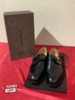 CHURCH'S MEN'S WESTBURY LEATHER SINGLE MONK SHOES IN BLACK - UK 9 - RRP £750: LOCATION - LUXURY