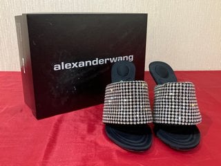 ALEXANDER WANG WOMEN'S SIENNA CRYSTAL HEELED MULES IN BLACK - UK 5 - RRP £580: LOCATION - LUXURY