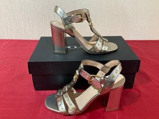 COACH WOMEN'S MARGARET HEELED SANDALS IN CHAMPAGNE - UK 4 - RRP £250: LOCATION - LUXURY