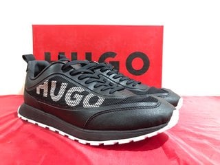 HUGO MEN'S ICELIN RUNNER TRAINERS IN BLACK - UK 9 - RRP £149: LOCATION - LUXURY