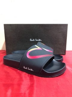 PAUL SMITH WOMEN'S SUMMIT SLIDE SANDALS IN NAVY HEART PRINT - SIZE UK 4/5 - RRP £70: LOCATION - LUXURY