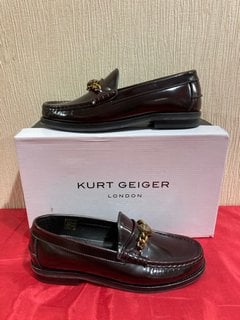 KURT GEIGER WOMEN'S CHELSEA LEATHER LOAFERS IN WINE UK SIZE 5 - RRP £ 135: LOCATION - LUXURY