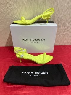 KURT GEIGER LONDON WOMEN'S SHOREDITCH BARELY THERE HEELED SANDALS IN YELLOW - UK 4 - RRP £139: LOCATION - LUXURY