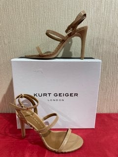 KURT GEIGER LONDON WOMEN'S PORTIA LEATHER HEELED SANDALS IN NUDE - UK 4 - RRP £129: LOCATION - LUXURY