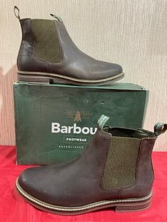 BARBOUR MEN'S FARSLEY LEATHER CHELSEA BOOTS IN CHOCO - UK 11 - RRP £129: LOCATION - LUXURY