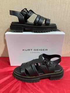 KURT GEIGER LONDON WOMEN'S BIRDIE LEATHER CHUNKY SANDALS IN BLACK - UK 5 - RRP £139: LOCATION - LUXURY