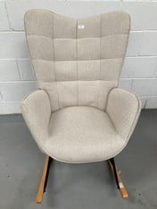 COSY ROCKING CHAIR BEIGE COLOUR WOODEN LEGS .