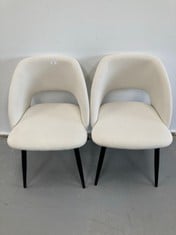 2 X DESIGNER CHAIR FOR THE HOME IN DIRTY WHITE WITH BLACK LEGS.