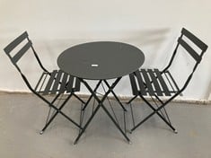 SET TABLE AND 2 CHAIRS FOR OUTDOOR USE BLACK COLOUR (DAMAGED) .