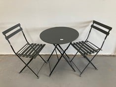 SET TABLE AND 2 CHAIRS FOR OUTDOOR USE BLACK COLOUR (DIRTY) .