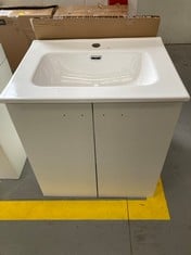 BATHROOM FURNITURE WITH BASIN AND MIRROR WHITE COLOUR.