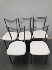 5 X WHITE HOUSEHOLD CHAIRS (1 OF THEM DIRTY).