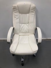 WHITE OFFICE CHAIR, MAKE AND MODEL NOT SPECIFIED (DIRTY).