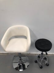 2 X HOUSEHOLD ITEMS INCLUDING WHITE BAR STOOL.