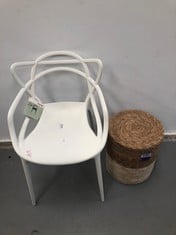 2 X DECORATIVE ITEMS INCLUDING KARTELL MASTERS, WHITE CHAIR P.V.P 250€ (DAMAGED).