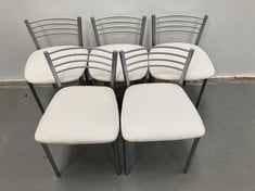 5 X SHORT-BACKED CHAIRS FOR THE HOME, WHITE (1 OF THEM WITHOUT SCREWS AND 2 DAMAGED).