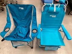 2 X ASSORTED CHAIRS AKTIVE FOR OUTDOOR USE BLUE COLOUR .