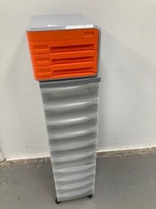 2 X OFFICE SUPPLIES INCLUDING MINI FILING CABINET WITH LOCK.