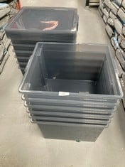 QUANTITY OF VARIETY OF GREY PLASTIC STORAGE BOXES (BROKEN).