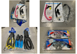 8 X ASSORTMENT OF AQUATIC ITEMS INCLUDING SWIM SNORKEL SAND .