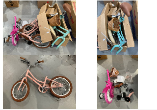 3 X CHILDREN'S BICYCLES OF VARIOUS MAKES AND MODELS INCLUDING BICYCLE WITH WHEELS AND BLUE JOYSTAR FRONT BASKET (BROKEN OR INCOMPLETE).