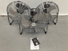 3 X TAURUS SIROCCO 18 - AIR CIRCULATOR FAN, 3 SPEEDS, 3 METAL PROPELLERS, 45 CM DIAMETER, ADJUSTABLE INCLINATION, 120 W, REMOVABLE GRILLE, SILENT, NON-SLIP BASE, COLOUR CHROME, (WITHOUT BOX).